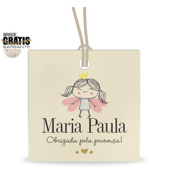 Tag infantil quadrada fadinha