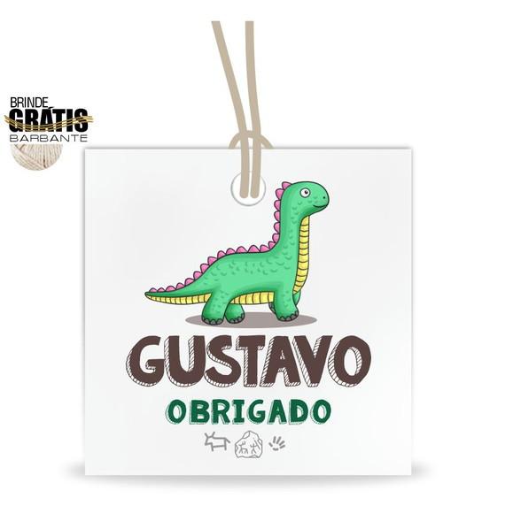 Tag infantil quadrada dinossauro