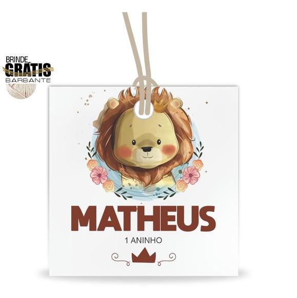 Tag infantil quadrada leãozinho