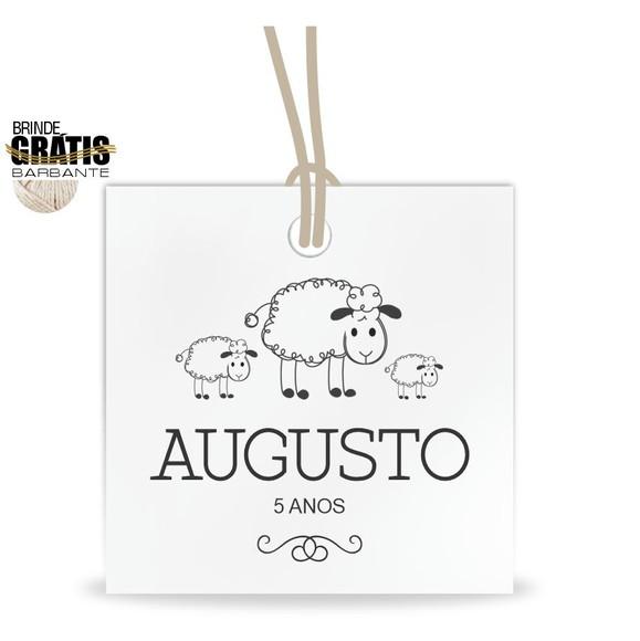 Tag infantil quadrada ovelhinha