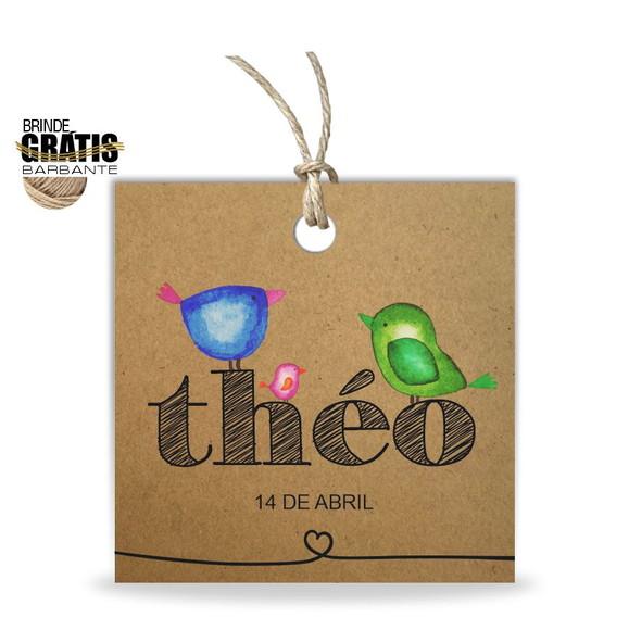 Tag infantil quadrada passarinhos