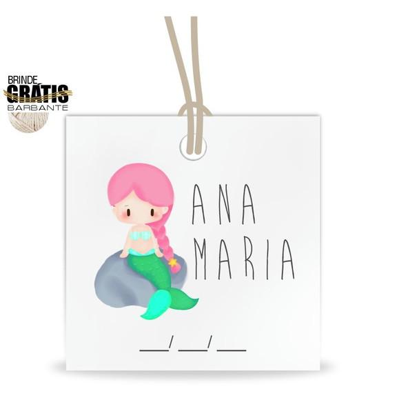 Tag infantil quadrada sereia