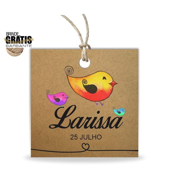 Tag infantil quadrada passarinhos