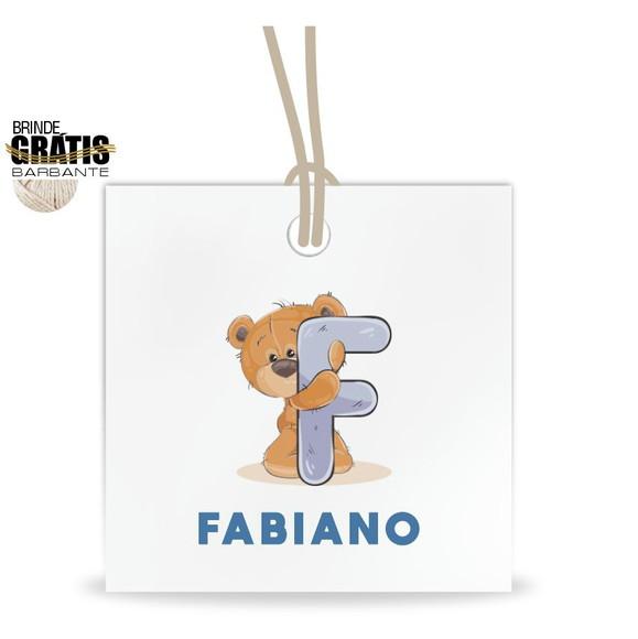 Tag infantil quadrada ursinho
