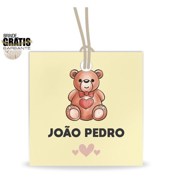 Tag infantil quadrada ursinho