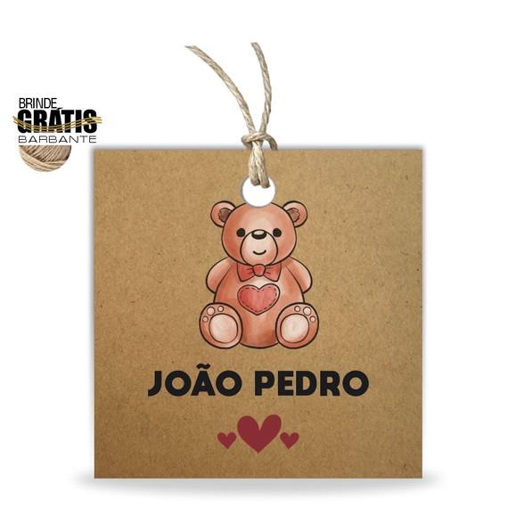 Tag infantil quadrada ursinho