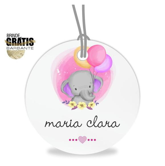 Tag infantil redonda elefantinho