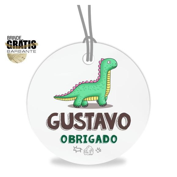 Tag infantil redonda dinossauro