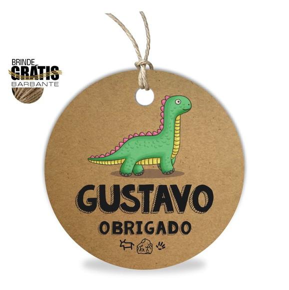 Tag infantil redonda dinossauro