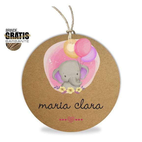 Tag infantil redonda elefantinho