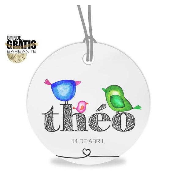 Tag infantil redonda passarinhos