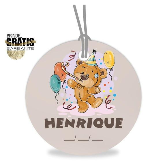 Tag infantil redonda ursinho