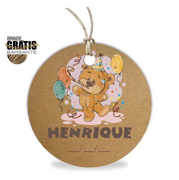 Tag infantil redonda ursinho