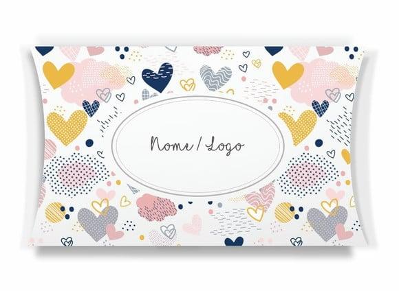 Caixa Travesseiro / Almofada Personalizada. Corações. Mod59