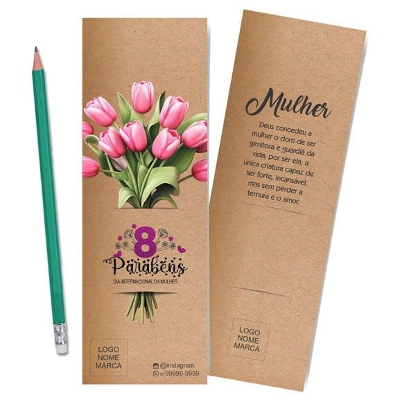 Card com Lápis e Borracha ou Caneta, Personalizado. M015.