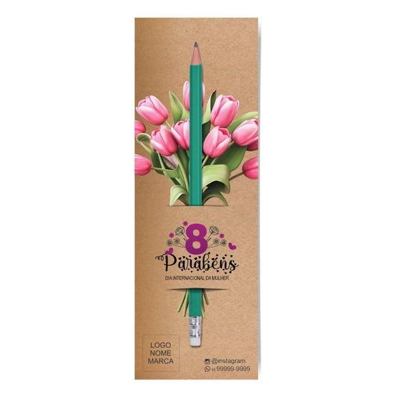 Card com Lápis e Borracha ou Caneta, Personalizado. M015.
