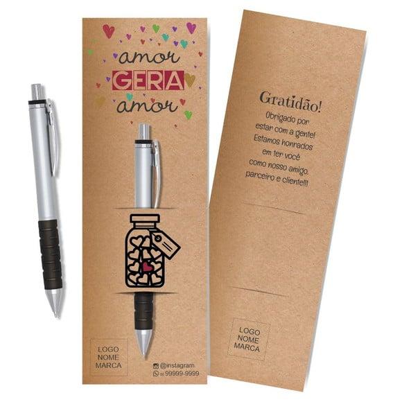 Card com Lápis e Borracha ou Caneta, Personalizado. M038