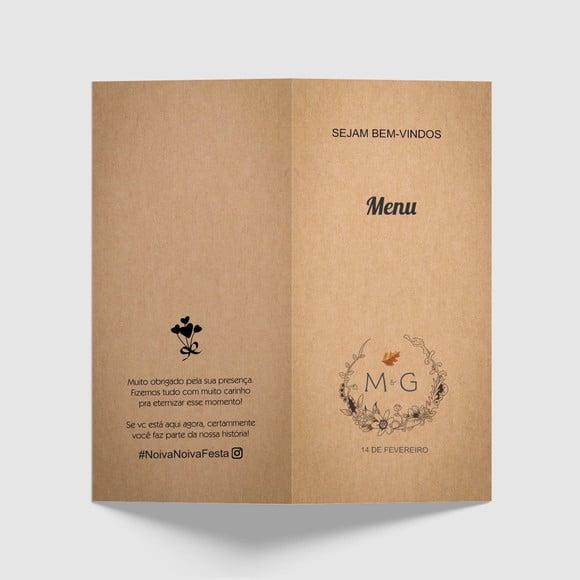 Cardápio / Menu Personalizado Casamento e Festas