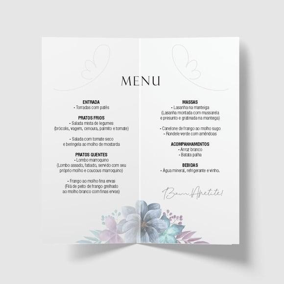 Cardápio / Menu Personalizado Casamento e Festas