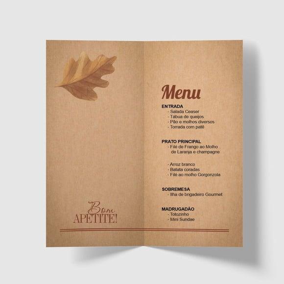 Cardápio / Menu Personalizado Casamento e Festas