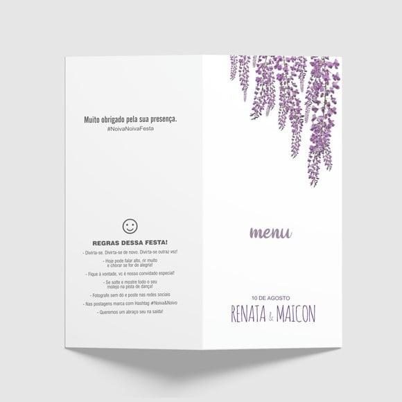Cardápio / Menu Personalizado Casamento e Festas