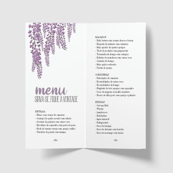Cardápio / Menu Personalizado Casamento e Festas