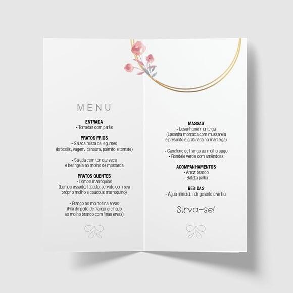 Cardápio / Menu Personalizado Casamento e Festas