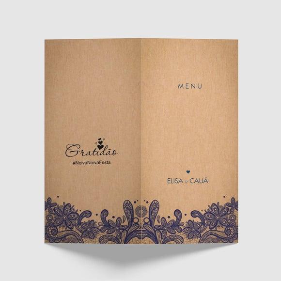 Cardápio / Menu Personalizado Casamento e Festas