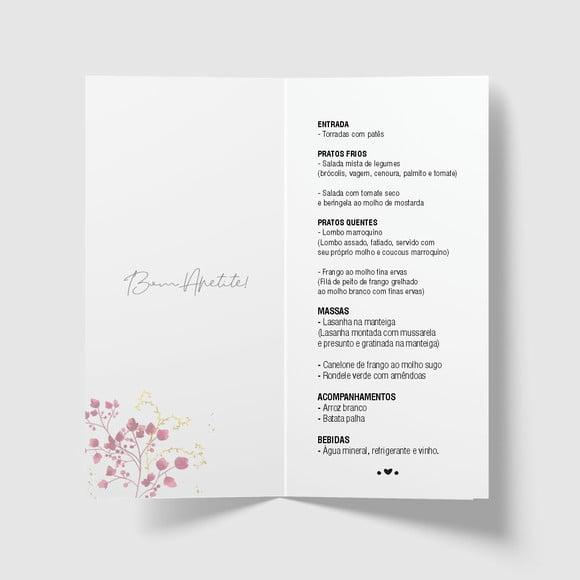 Cardápio / Menu Personalizado Casamento e Festas