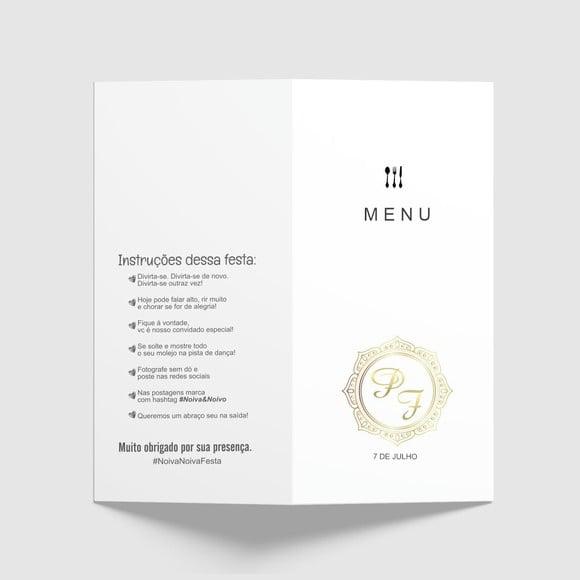 Cardápio / Menu Personalizado Casamento e Festas