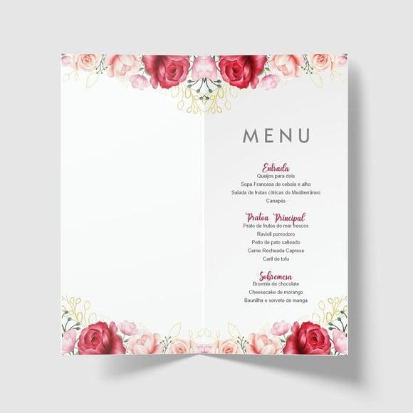 Cardápio / Menu Personalizado Casamento e Festas