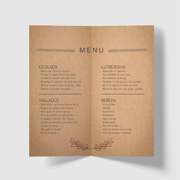 Cardápio / Menu Personalizado Casamento e Festas