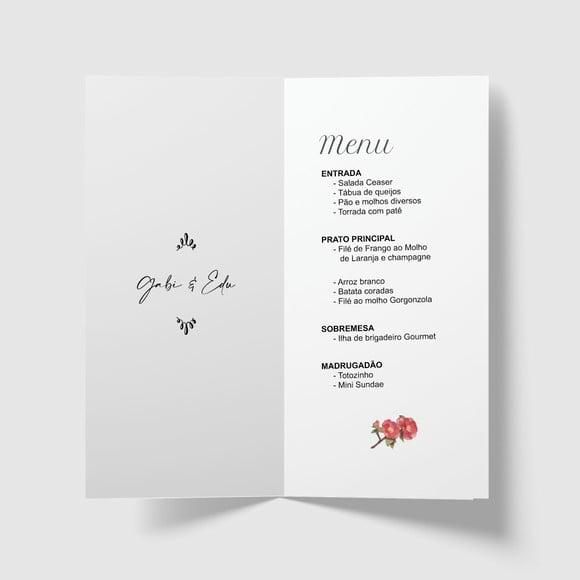 Cardápio / Menu Personalizado Casamento e Festas