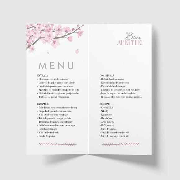Cardápio / Menu Personalizado Casamento e Festas