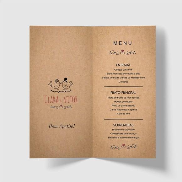 Cardápio / Menu Personalizado Casamento e Festas