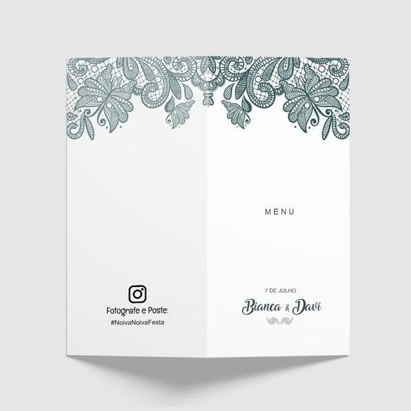 Cardápio / Menu Personalizado Casamento e Festas