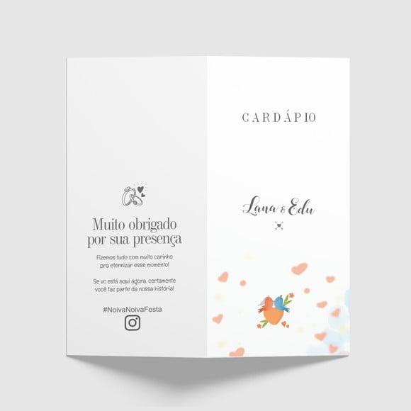 Cardápio / Menu Personalizado Casamento e Festas