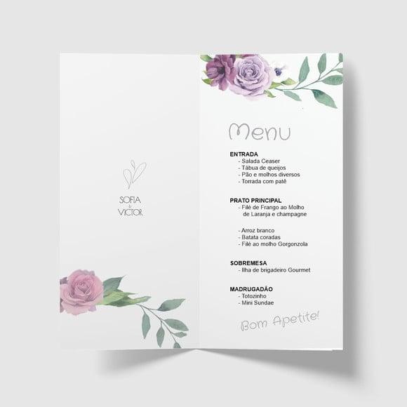 Cardápio / Menu Personalizado Casamento e Festas