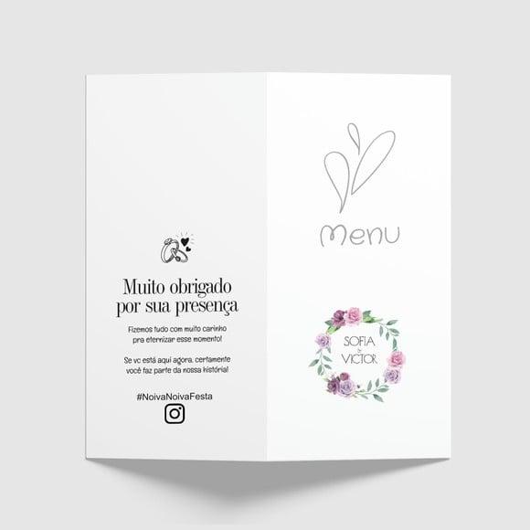 Cardápio / Menu Personalizado Casamento e Festas