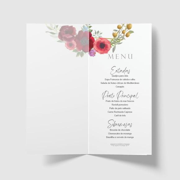 Cardápio / Menu Personalizado Casamento e Festas