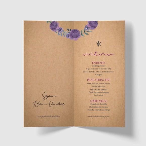 Cardápio / Menu Personalizado Casamento e Festas