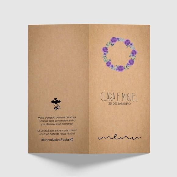 Cardápio / Menu Personalizado Casamento e Festas