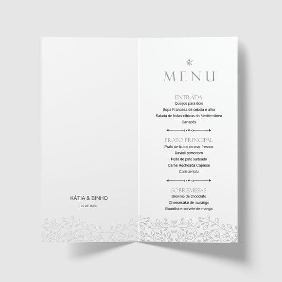 Cardápio / Menu Personalizado Casamento e Festas