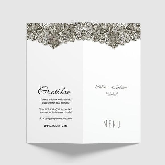Cardápio / Menu Personalizado Casamento e Festas