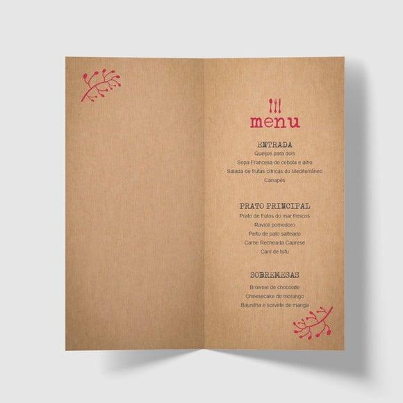 Cardápio / Menu Personalizado Casamento e Festas