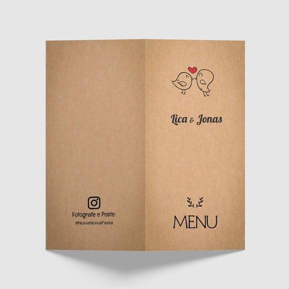 Cardápio / Menu Personalizado Casamento e Festas
