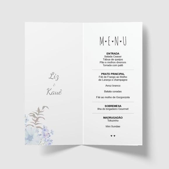 Cardápio / Menu Personalizado Casamento e Festas