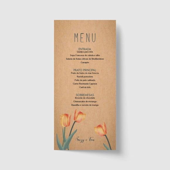 Cardápio / Menu personalizado casamento e festas 10cm x 21cm