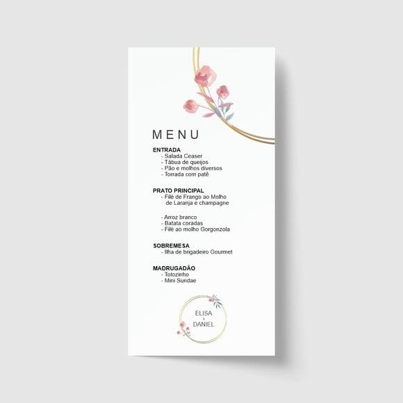 Cardápio / Menu personalizado casamento e festas 10cm x 21cm