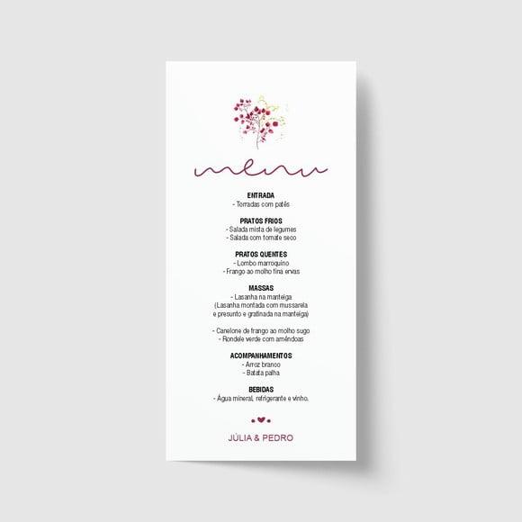 Cardápio / Menu personalizado casamento e festas 10cm x 21cm